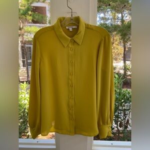 Silky Chico's Mustard/Citron Button-Up Shirt
